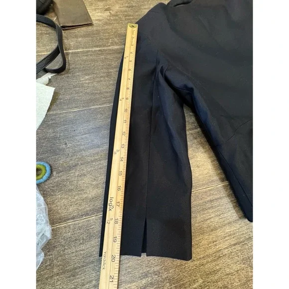 Talbots Black Silk Cotton 3/4 Sleeve Blazer Size 14 Petite Cropped Career - Picture 11 of 12